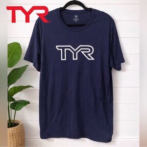 💪💙👉TYR Men’s XL Logo T-Shirt Purple Athletic Training Gym Tee